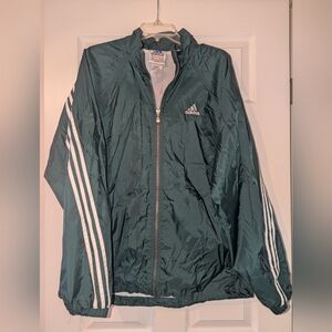 Vintage Adidas Green Track Jacket with White Stripes